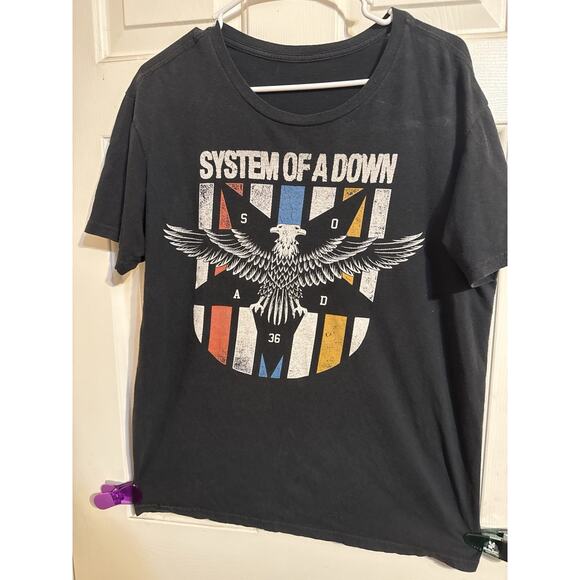 System of a Down T-Shirt SOAD Eagle Crest Band Tee Black Graphic Sz M - Picture 1 of 1